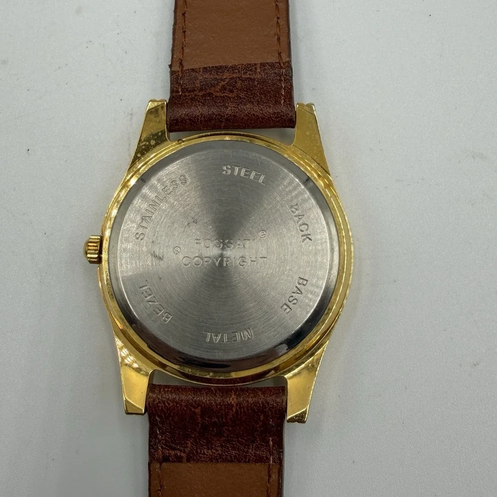 Fossati American Football Quarterback Gold Tone Japan Quartz Leather Watch